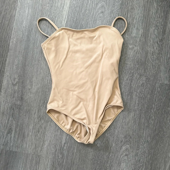 Girl's Beige Tan Capezio Thin Strap Leotard Size Large - Picture 1 of 5